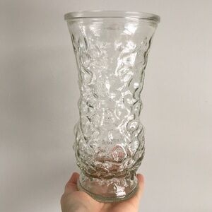 Vintage Indiana Hoosier Clear Glass Crinkle Vase